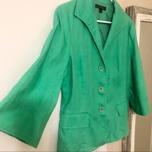 Lafayette 148 Green 100% Linen Blazer size 8 - Picture 6 of 12
